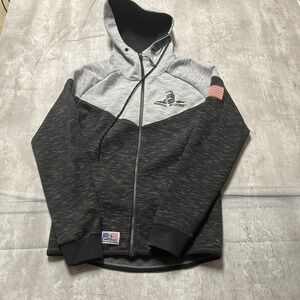 Freedom Industries Men Size M Black Gray Heavy Camo Zip Front LNg Sleeve Hoodie